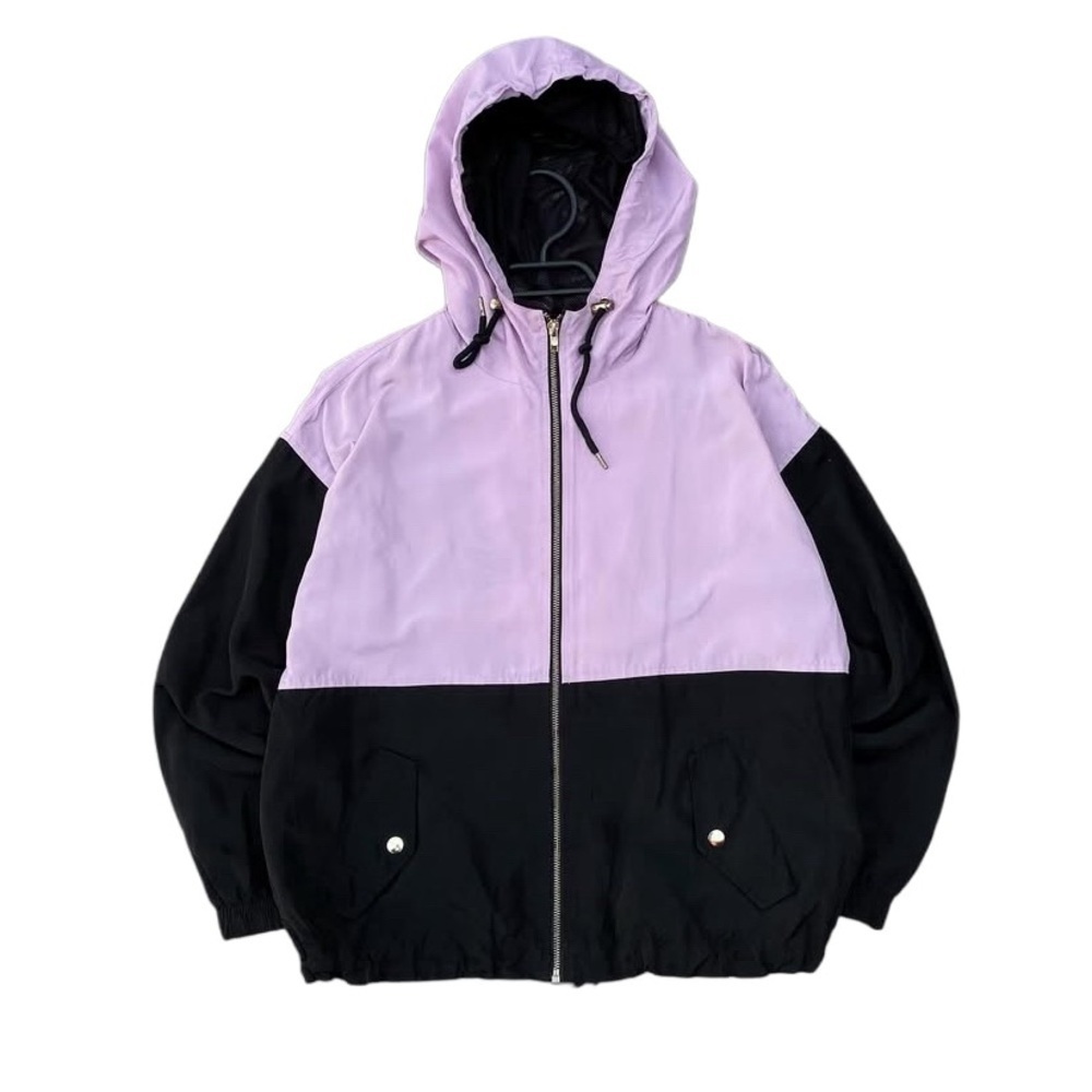 Forever 21 Women's Black and Purple Windbreakers Hoddie Size M